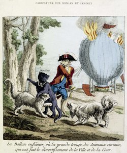 Desenho animado no incêndio do balão de Miolan e Janinet, 11 de julho de French School