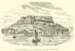 Rocha do Castelo-Reef, na costa do Labrador, América do Norte (gravura) de French School