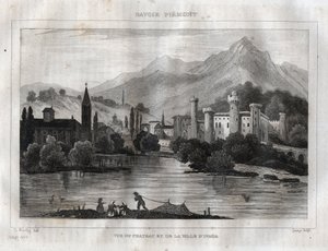 Castelo de Ivrea - Castello di Ivrea - Gravura de "Picturesque Italy" de M. de Norvins, Ch. Nodier 1834-1836. de French School