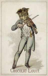 Gato brincando no violino de French School