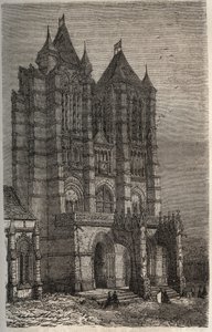 Cathedrale Notre-Dame de Noyon in the Oise, Picardy - gravura em "Histoire de France" de Victor Duruy (1811-1894) - 1882 de French School