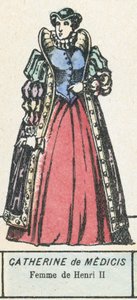 Catherine de Medicis, Femme de Henri II (gravura a cores) de French School