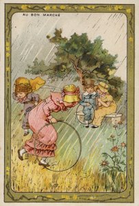 Apanhado na chuva (chromolitho) de French School