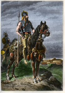Cavalier Gaulois - Gauleses a cavalo no antigo Império Romano - gravura de "L