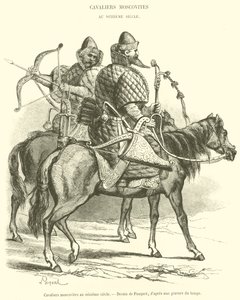 Os cavaleiros moscovitas do século XVI (gravura) de French School