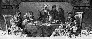 Censura: Sob o antigo regime, o serviço é chamado "Gabinete Negro" para examinar a correspondência privada por razões de segurança. Gravura do século XIX. de French School