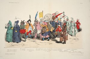 Cerimónia dos Cendres Politique, de La Caricature, pub. 1833 (litografia colorida à mão) de French School