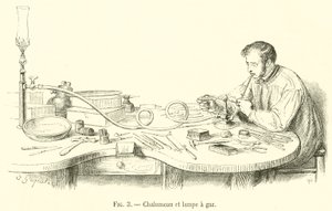 Tocha e lâmpada a gás (gravação) de French School