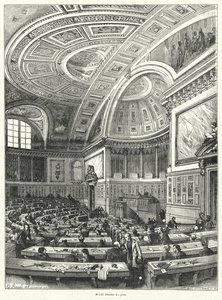 Chambre des Pairs (Câmara dos Pares), Câmara Alta do Parlamento Francês desde 1814 até a sua abolição após a Revolução de 1848 (gravura) de French School