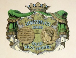 Rótulo de champanhe para Jacquesson & Fils, Champagne Sillery Marque, meados do século XIX (cor litho) de French School