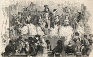 Champs-Elysees (Champs Elysees) - Cantores em frente ao café Morel - Gravação em "Tableau-de-Paris" de Edmond Texier 1852 de French School