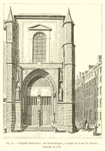 Capela Saint-Yves, rue Saint-Jacques, na esquina da rue des Noyers, demolida em 1796 de French School
