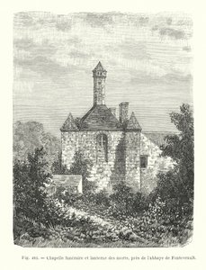 Capela funerária e lanterna dos mortos, perto da abadia de Fontevrault (gravura) de French School