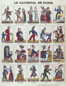 Personagens do Carnaval de Paris, c.1840 de French School