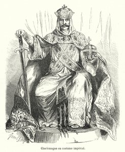 Carlos Magno em traje imperial (gravura) de French School