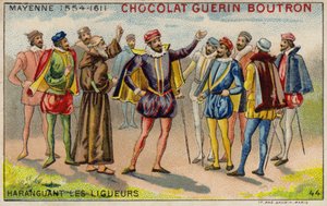 Charles, Duque de Mayenne, dirigindo-se aos membros da Liga Católica (chromolitho) de French School
