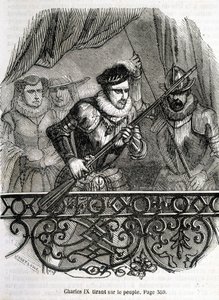Charles IX puxando o povo - no "Histoire de France" de L.-P. Anquetil de French School