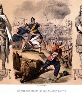 Charles Martel derrotou os sarracenos em Poitiers, 732. de French School