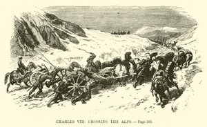 Carlos VIII cruzando os Alpes de French School