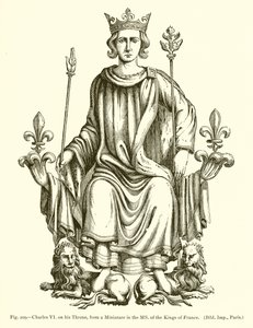 Charles VI em seu trono, de uma miniatura no MS. dos reis da França de French School