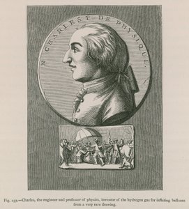 Charles, o Engenheiro e Professor de Física, Inventor do Gás de Hidrogênio para Inflar Balões de um Desenho muito raro de French School