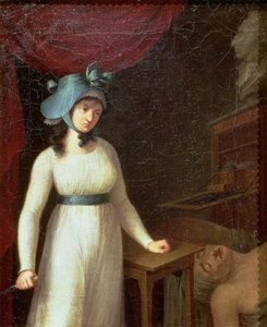 Charlotte Corday (1768-93) e o Assassinato de Jean Paul Marat (1743-93) no seu Banho de French School