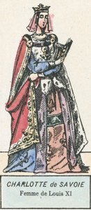 Charlotte de Sabóia, Esposa de Luís XI (gravura a cores) de French School