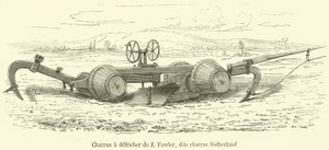 Charrue a defricher de J Fowler, dite charrue Sutherland (gravura) de French School