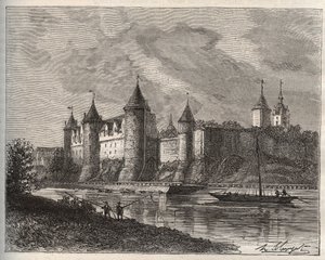 Chateau de Josselin - Morbihan en Bretagne - gravura em "La France illustree: geography, history, statistical administration" de V.A. Malt-Brown. 1884 de French School
