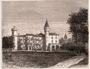 Chateau de Lamartine - 71520 Saint Point - gravura em "La France illustree: geography, history, statistical administration" de V.A. Malt-Brown. 1884 de French School