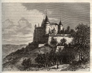 Chateau de Mercues - Cahors - gravura em "La France illustree: geography, history, statistical administration" de V.A. Malt-Brown. 1884 de French School