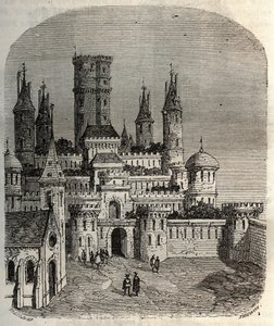 Chateau de Montlhery - castelo de Montlhery, no antigo país de Hurepoix - gravura em "Histoire de France" de Victor Duruy (1811-1894) - 1882 de French School