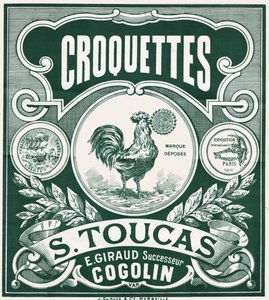 Croquetes de galinha. c.1900 (gravura) de French School