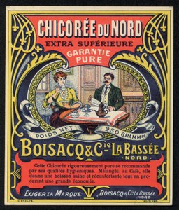 Chicoree du Nord, Boisacq e Cie la Bassee, anúncio (lito a cores) de French School