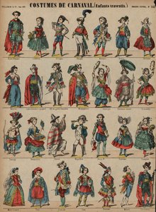 Roupas de carnaval para crianças (gravura colorida) de French School