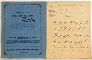 Childs livro de exercícios da escola em Epineuil, 1892 de French School