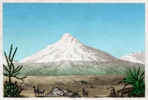 O vulcão Chimborazo. (gravura, ca. 1840) de French School