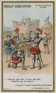 Cartão de comércio de Chocolat Guerin-Boutron, série histórica de palavras de French School