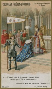 Cartão de comércio de Chocolat Guerin-Boutron, série histórica de palavras de French School