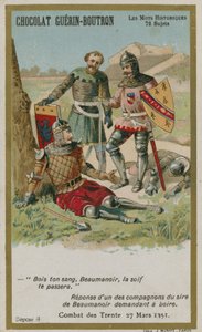 Cartão de comércio de Chocolat Guerin-Boutron, série histórica de palavras de French School