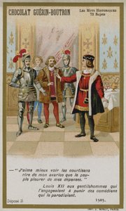 Cartão de comércio de Chocolat Guerin-Boutron, série histórica de palavras de French School