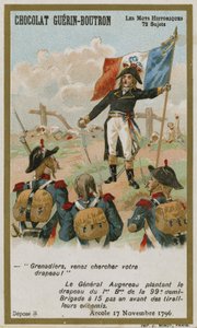 Cartão de comércio de Chocolat Guerin-Boutron, série histórica de palavras de French School