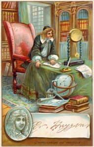 Christiaan Huygens, matemático e cientista holandês (chromolitho) de French School