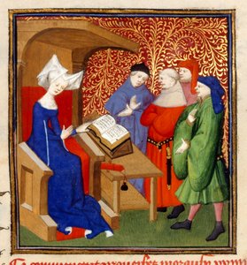 Christine instructing, MS Harley 4431, f.259v, França, c.1410-14 (cor sobre pergaminho) de French School