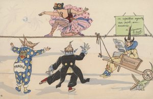 Cena de circo, a partir de um conjunto de postais interconectados (cor litho) de French School