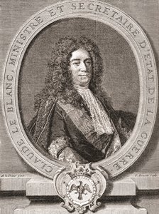 Claude Le Blanc, 1669 1728. Oficial real francês do antigo regime e duas vezes Secretário de Estado da Guerra. De Les Heures Libres publicado em 1908. de French School