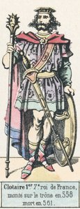 Clotaire I, 7º rei da França, ascendeu ao trono em 558, morreu em 561 (gravura colorida) de French School