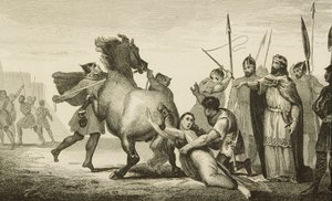 Clotaire II (584-629) na Execução da Rainha Brunilda (d.613) de &39;Histoire de France&39; por Colart, publicado em 1840 de French School