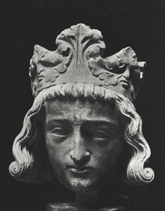 Clovis II (c.634-657), rei franco merovíngio de Nêustria e Borgonha (639-657), da Abadia de Saint-Denis, original do século XIII (gesso) de French School