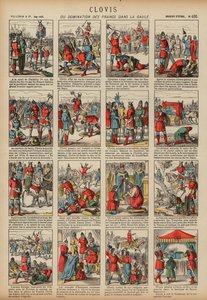 Clovis I e a dominação dos Francos na Gália (gravura colorida) de French School